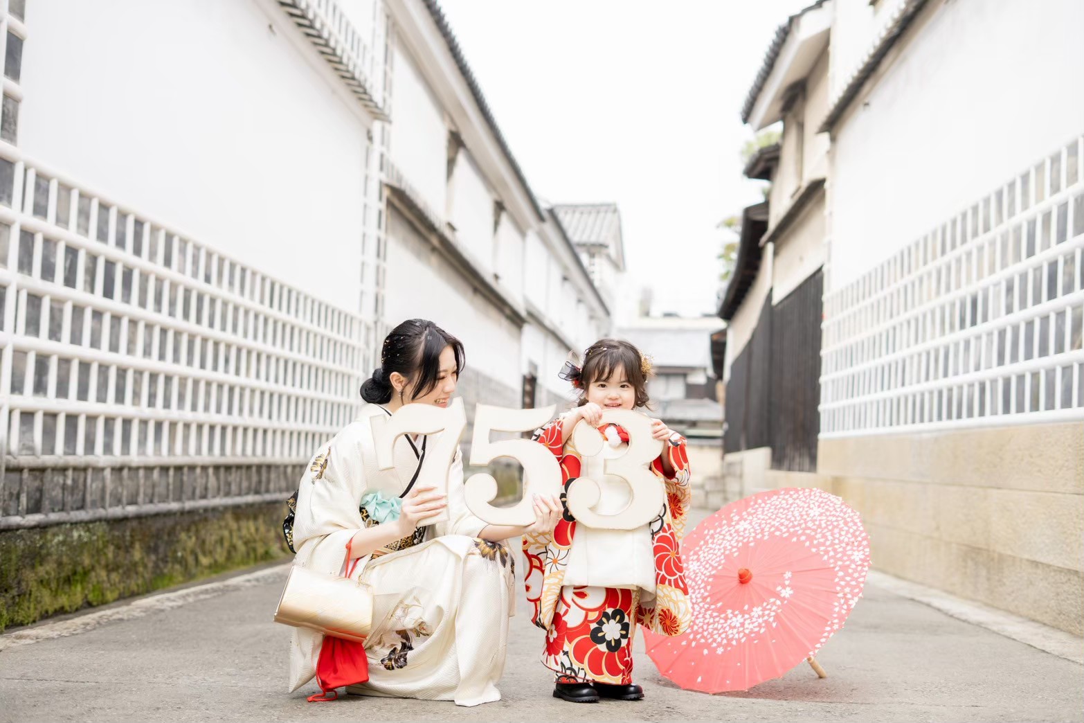 美観地区と阿智神社での七五三撮影